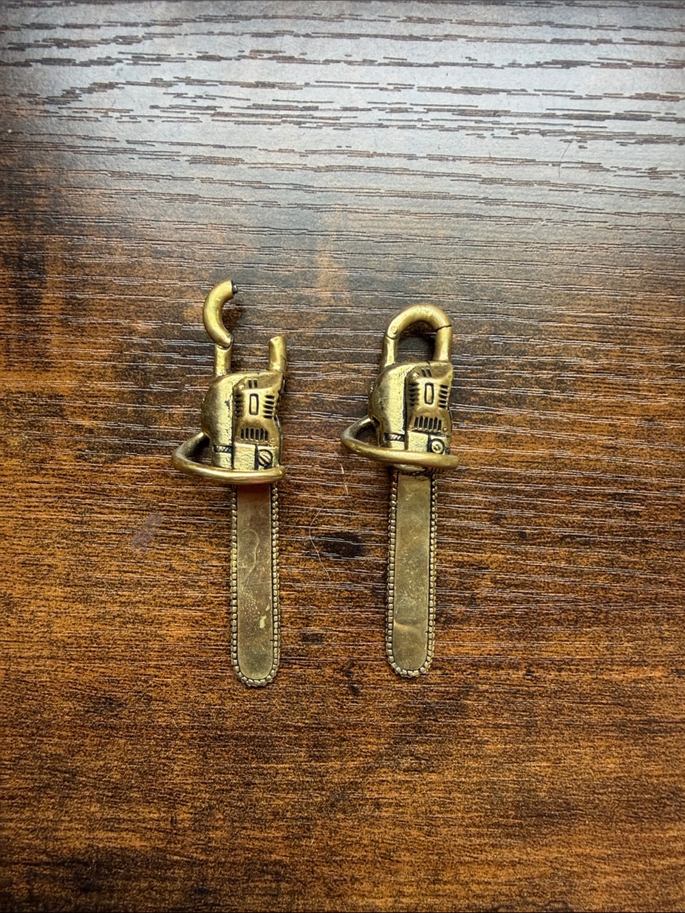 Antique Brass Chainsaw earrings ear weights gauges